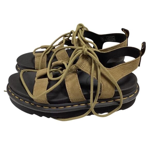 Dr Martens Sandals Women 7 Green Nartilla Leather Lace Up Platform Gladiator NEW - Picture 9 of 12